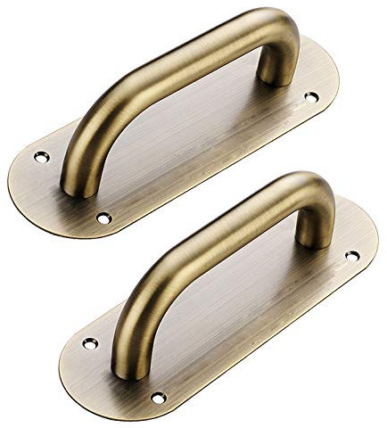 BAZAC Türgriffgriffe, Gartentorgriff, Scheunentürgriffe, Haustürgriffe für Holztüren, Holztüren, Balkontüren, Edelstahl, 2 Stück, grüne Bronze, Lochabstand: 140 mm