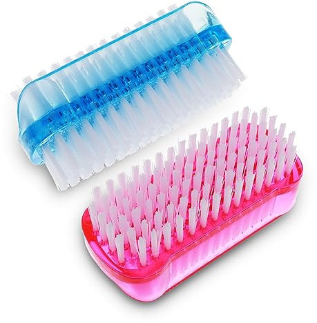 Amaxiu Nail Cleaning Brushes, Double Sided Nail Clean Up Brush with Nylon Stiff Bristles Fingernail Brush for Cleaning Cuticles Fingernails Toes Nail Hand Scrub Brush for Men Women, 2 Pcs(Red, Blue)