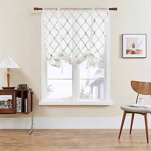 SIMPVALE 1 Pieza Cortinas de Estores Romanos - Cortina Romana Recogible con Bolsillo para Barra de Voile - para Dormitorio, Estudio, Baño, Cocina, Café, 140x140cm