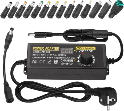 Universal Netzteil 144W 4A 9V-36V Einstellbares Netzteil 100V-240V AC to DC Verstellbarer Netzadapter mit LED Spannungsanzeige und 5,5x2,1mm 14 Tipps