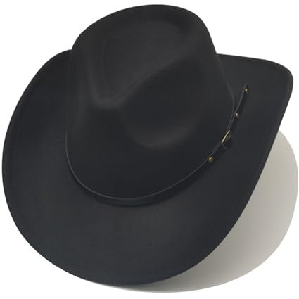 Cowboyhut Damen Herren mit Band Cowgirl Kostüm Westernhut Cowboyhüte für Damen Schwarz