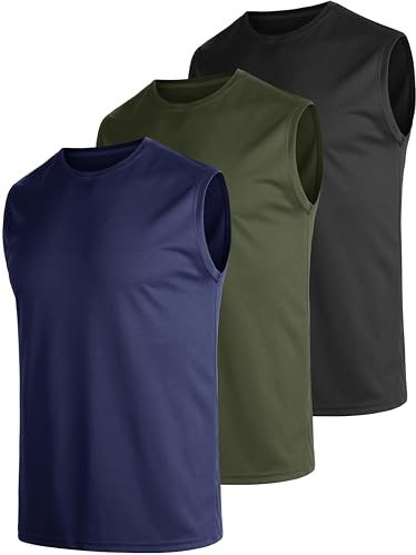 UEEKO Tank Top Herren 3er Pack - Sport Unterhemd Ärmellos, Atmungsaktiv Schnelltrocknend für Laufen Funktionsshirt, L
