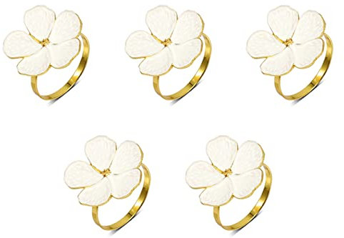 KEALBAUS 30Er Set Halter Weiße Blumen Serviettenschnallen Elegante Serviettenhalter für Den Esstisch