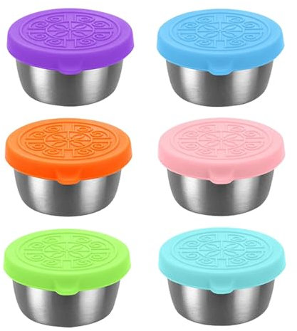 ycezw Dressing Container Set, kleine Gewürzbehälter, kleine Gewürzbehälter aus Edelstahl mit Deckel | wasserdichte Dipbecher, kleine Saucenbehälter