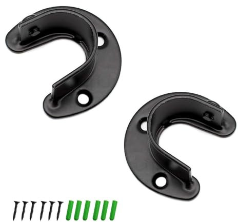 2 Stück Kleiderstange Halterung, DEANKEJI 28 mm Stangenhalterung, Gardinenstange Halterung, für Garderobenhalterungen, Gardinenstangen, Wäschetrockenstangen, Badezimmer Vorhanghalterungen (Schwarz)