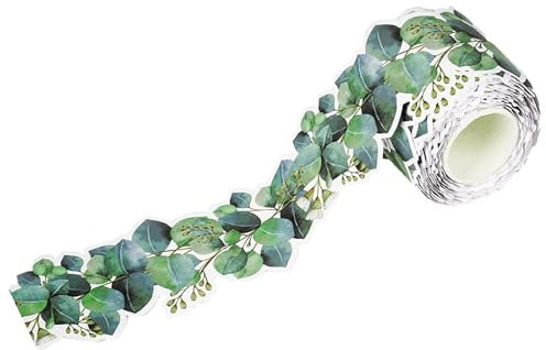 Adesivo decorativo in eucalipto - Adesivo multiuso, bordo per bacheca, adesivo per bordo finestra, adesivo da parete in eucalipto, bordo per bacheca, bordo decorativo per parete finestra