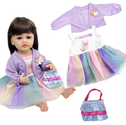Abbigliamento Bambola 50-55 cm per Bambole Vestiti Dolci 3 Pezzi Viola per Reborn