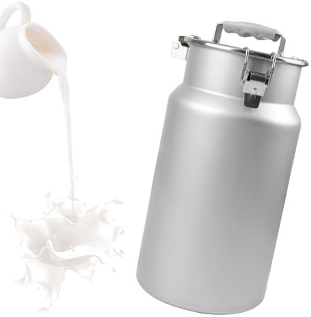 KELUNIS Brocca Per Il Latte In Acciaio Inossidabile Bidone Per Il Latte Con Coperchio E Maniglia Sigillanti, Contenitore Per Liquidi Per La Conservazione Di Latte, Vino E Liquidi,5L