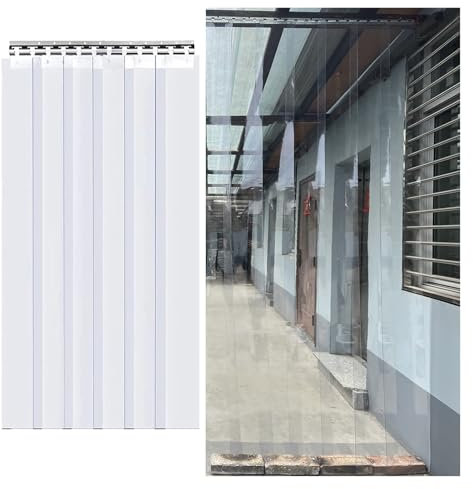 ZLRBN PVC Streifenvorhang Lamellen Klar Wasserdicht Kommerziell PVC Lamellen für Lagerhaus-Türen, Begehbare Gefrierschränke, Untergeschoss, Stall, Haustier-Türen(5.9x6.89ft/1.8x2.1m)