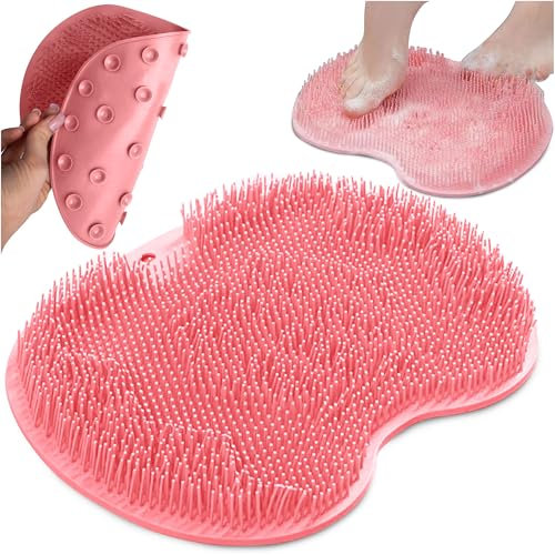 Foot and Back Scrubber for the Shower - Silicone Foot Massage Mat with Suction Cups - Massage Mat & Foot Scrubber - Non-Slip Shower Mat - Foot Brush & Back Scrubber