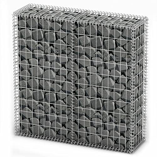 LLEZKBR Furniture select-Gabion Basket with Lids Galvanised Wire 100 x 100 x 30 cm