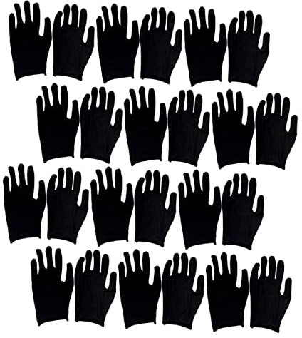 COSMEVIVI 12paare Schwarze Baumwollhandschuhe Leichte Atmungsaktive Arbeits Sicherheitshandschuhe Wiederverwendbar Waschbar Dünn Langlebig Für Gartenarbeit Industrie Und Bau
