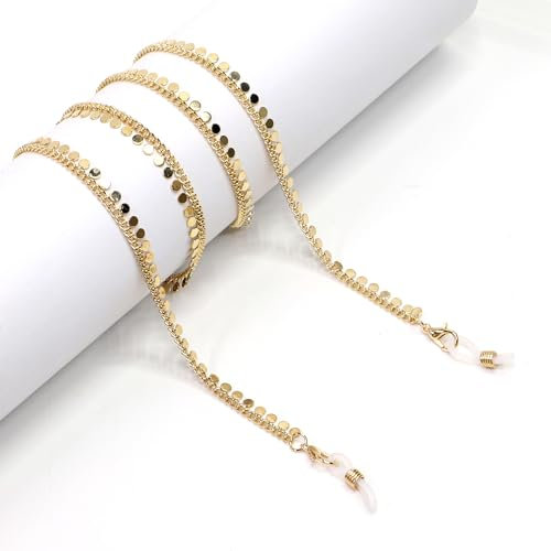 AAIXXIZAO Brillenkette Modische Brillenkette Aus Metall Gold-Kupfer-Kette Rundes Blatt Handgefertigte Brillenkette