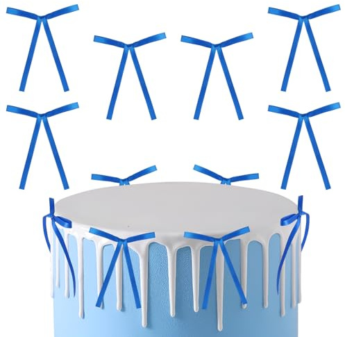 30 Stück königsblaue Schleifen, Kuchendekorationen für Geburtstag, Hochzeit, Jahrestag, Babyparty, Kuchendekorationen, blaue Schleifen für Geschenkverpackungen, Weihnachtsbaumspitze, Schleifenzubehör