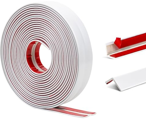 ZOWZOW 2cm Wall Moulding Trim, 12M Peel and Stick L Shape Self Adhesive Corner & Edge Protector Trim, White Trim for Wall Ceiling Furniture Countertop Frame