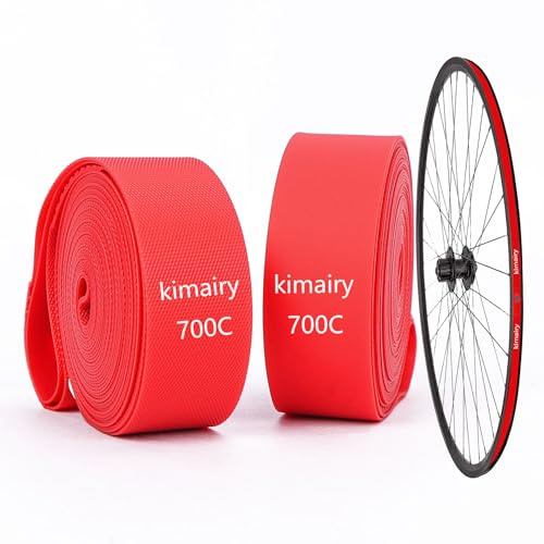 kimairy Nastro Adesivo per Cerchioni Bicicletta 700C, Rosso, Nylon Resistente all'Abrasione, Confezione da 2 Pezzi (Road Bike Tires, Red 700C 2PCS)