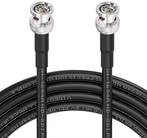 Superbat Cavo SDI 3G/6G/12G 50m Cavo Audio Digitale BNC Maschio a Maschio Belden 1694A 75 Ohm Nero per Telecamere e Attrezzature Video, Supporta HD-SDI/3G-SDI/4K/8K(1 pezzo)