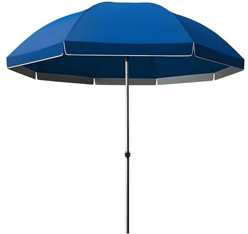 Parasol da Giardino con Altezza Regolabile, Ombrellone da Spiaggia con Manovella e Rivestimento Protettivo Solare, Ombrellone da Balcone UV50+(Bleu,260cm/8.5ft)