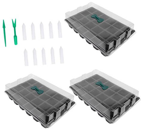 Toyvian Kit da 3 Scatole per Germinazione Piante, Vassoi in Plastica PVC Coperchio Trasparente, Supporto per Crescita Piccoli Fiori e Ortaggi, Strumento Multifunzione per Giardinaggio Indoor