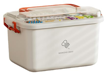 Generico Medicinali da Parete | Contenitore Pillole Organizer | Porta Pillole 4 Scomparti con Forbici Integrate | Plastica ABS Design Compatto Sicuro | per Casa Organizzazione Farmaci
