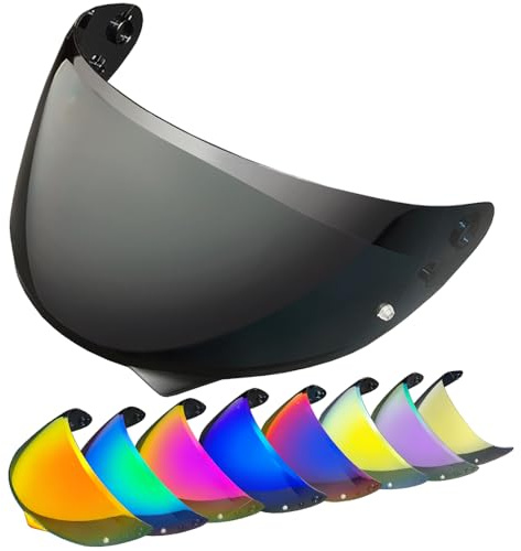 XYJTC Motociclo Visiera di ricambio HJ-34P for casco HJC C10. Protezione UV for da moto compatibile con (trasparente)(Deep Black)