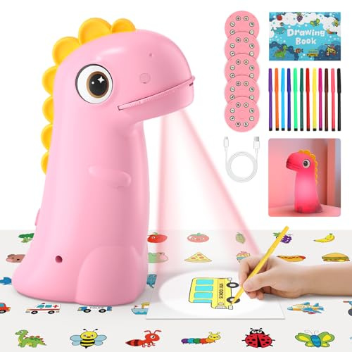 Projecteur de dessin pour enfants, CS COSDDI Projecteur de dessin rechargeable pour enfants avec fonction veilleuse, de peinture Cadeaux de 4 5 6 et 7 ans
