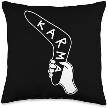 Karma Boomerang Blackwork Minimal Throw Pillow