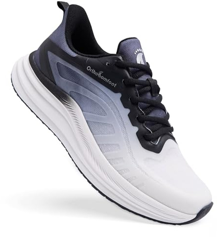 Men's Orthopedic Athletic Shoes: Comfortable Plantar Fasciitis Orthotic Arch Support Neuropathy Bunions Recovery Trail Sneakers, Breathable Slip On Trekking Cycling Walking Shoes Black Size 11