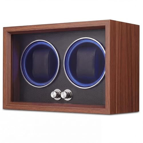 VexNook Uhrenbeweger für Automatikuhren, Dual Uhrenbeweger Box, 4-Rotationsmodus Einstellung, mit leisem Motor und Blaue LEDs