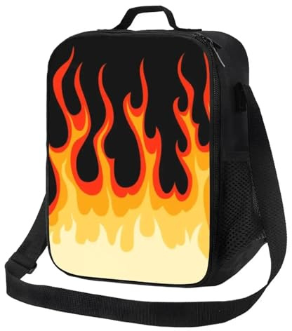 TFDGDGH Red Classic Racing Flames Thermal Insulated Lunch Bag Women Hot Fire Portable Lunch for Outdoor Camping Travel Bento Food Box