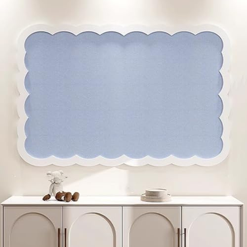 Felt Pin Board Decorative Corkboard Alternative,Foldable Felt Bulletin Board with 30 Pushpins,Self-Adhesive Vision Boards for Photo Memo DIY (60x40cm,Blue)