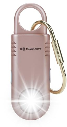 135dB Rechargeable Personal Safety Alarm Built-in Ultra-Bright Torchlight. Non Slip Grip Keychain Emergency SOS Siren for Women, Students, Night Runner. Loud Sound Hiking Bear Alerts Hook. Rose Gold