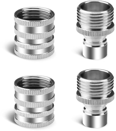 4 Pack Stainless Steel Garden Hose Quick Connect Fittings Connector, 3/4 Inch Pressure Washer Quick Connect Kit Ends Adapter Water Faucet Repair Female & Male (Silver)