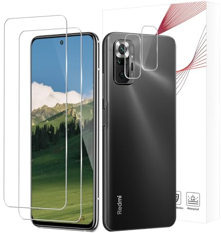 Bodyguard 2 + 2 piezas Protector de pantalla para Xiaomi Redmi Note 10 Pro, HD Alta Sensibilidad 9H Dureza Antiarañazos Redmi Note 10 Pro Cristal Protector, 2.5D Edge Xiaomi Note 10 Pro Protector de