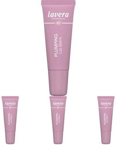 lavera Plumping Lippenbalsam - pflegt geschmeidig weich - spendet Feuchtigkeit & beruhigt - glättet die Lippen - Naturkosmetik - 1 Stück (Packung mit 4)