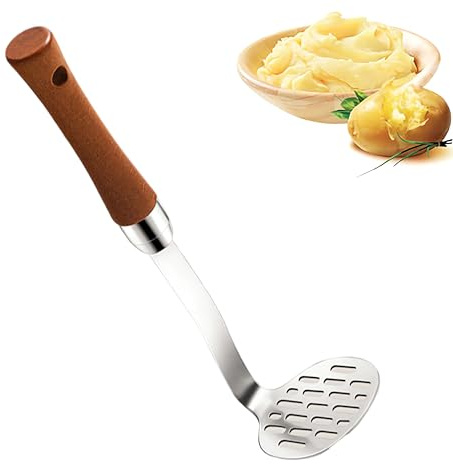 Presse Purée en Acier Inoxydable,Presse purée multifonctionnel avec manche en bois,Convient pour les légumes,fruits (B)
