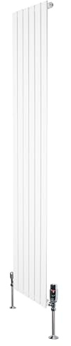 Radiateur Plat à 1 Colonne & Vannes 1800 x 450 mm en Acier Blanc Chauffage Centrale Moderne Verticale Monté Sur Mur Cuisine Salle de Bain [Brosse de Nettoyage & Supports INCLUSES]
