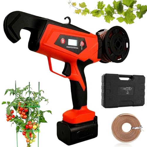Máquina Atadora Eléctrica, Atadora de Viñas Semi-Automática con Pantalla LED y Engranaje Ajustable, Capacidad 25mm, Herramienta Portátil para Ramas de Uvas, Tomates y Frambuesas