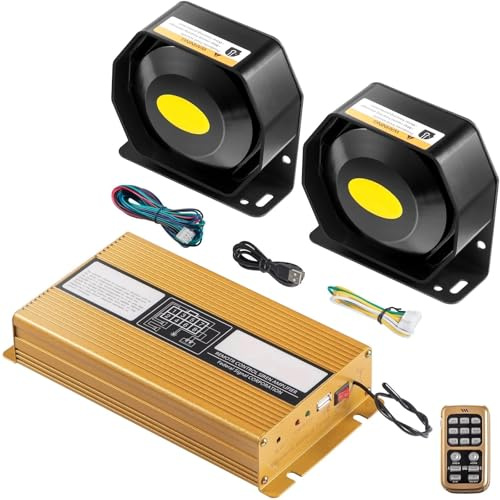 Car Alarm System Anti Theft 200W 12V Loud Car Warning Alarm Police Fire Siren PA Speaker MIC System For All Specific Vehicles(Suit B)