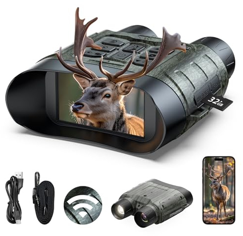Nachtsichtgerät mit WLAN, 112MP 4K Digitales Infrarot Nachtsichtgerät 12X Zoom 450m Reichweite, 5000mAh Akku 16h Laufzeit, 32GB Speicherkarte, WLAN App Live-Ansicht für Jagd, Camping, Sicherheit
