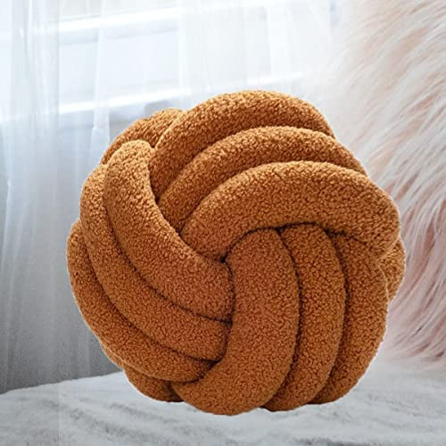 CCXXYGWJ Plysch knutkudde Dekorativ rund lockig kudde för sovrumsgolv Bäddsoffa Hem Caramel 22cm