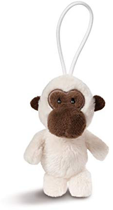 Nici 43612 Anhänger Gibbon mit elastischer Schlaufe, 8 cm, weiß/braun