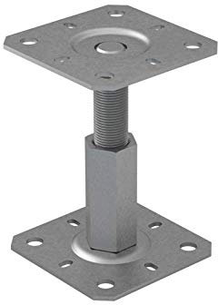 Pfostenträger höhenverstellbar 100 bis 150 mm- Pfostenträger aufschrauben - Stützenfuß - Pfostenanker - Aufschraubhülse - Anker - Gewindestange M20 - Ankerplatte 100/130x3 mm