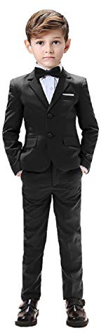 Kids Suits for Boys Tuxedo 5 Pieces Blazer Vest Pants Shirt Slim Fit Suits for Boys Size 2 Black