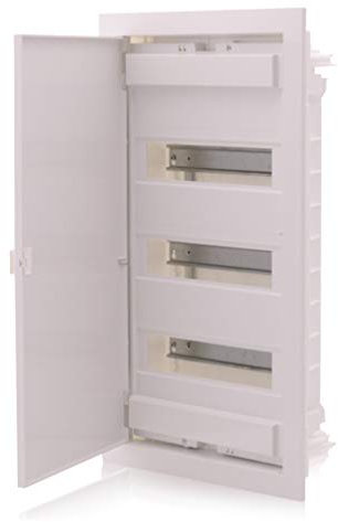 Intratec cuadro de distribución empotrado, IP40 – Caja de distribución interior, con puerta para instalación en espacios secos, de tres filas, 36 módulos, 592 x 347 x 92 mm, blanco