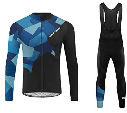 Uglyfrog 2019 Winter Jersey Thermisches Fahrradtrikot Vlies Thermo Langarm Shirt/Fahrradbekleidung Set Radtrikot Langarm Winddicht Herren Thermische Fleece mit 3D Polster Hosen