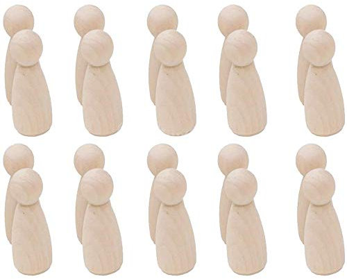 POFET 20pcs natürliche unbemalte weibliche männliche kleine hölzerne Peg Puppenkörper für DIY Kunsthandwerk Farbe geschnitzt - Mädchen 65mm