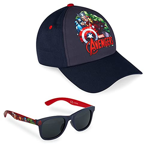 Marvel Spiderman Sonnenbrille Kinder Basecap Jungen Set Verstellbare Coole Sommer Kappe Kinder Sonnenbrillen UV400 Geschenke für Jungs (Marineblau)