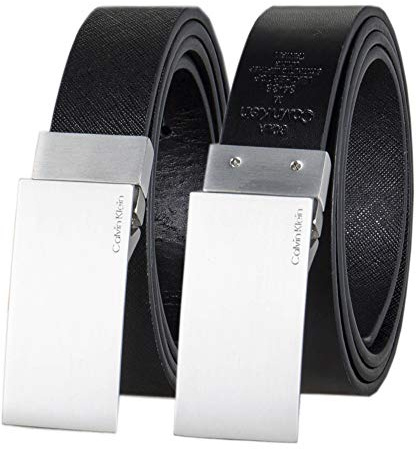 Calvin Klein Herren-Gürtel, 2-in-1, wendbar, modern, Plakette, Schnalle, Tiefschwarz/Schwarz, Large (38-40)