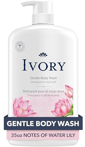 Ivory Body Wash, Designed for the Whole Family, Gentle Formula, Free of Dyes Heavy Perfumes Parabens Phthalates & Silicones, Designed for Skin's pH, Water Lily Scent, 35 oz